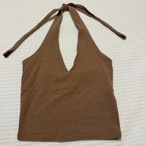 HOLLISTER brown halter top size XS